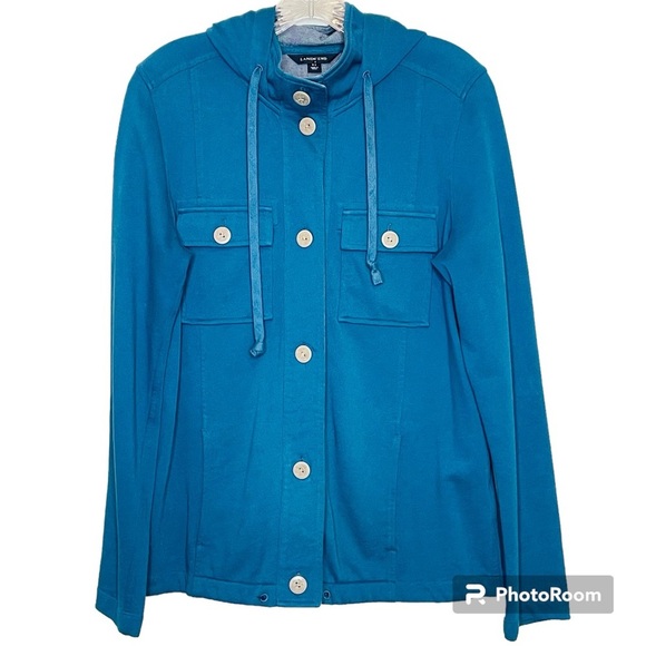Lands End Shacket Nautical Button Hoodie Pockets Jacket 6-8 - Picture 1 of 11